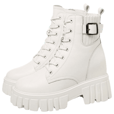 Thick-soled Wedge Heel Lace Up Boots Faux Leather Side Zipper Combat Boots Women‘s Footwear
Thick-soled Wedge Heel Lace Up Boots Faux Leather Side Zipper Combat Boots Women‘s Footwear