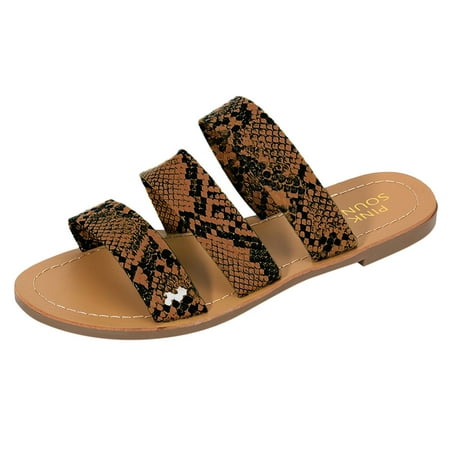 knqrhpse slippers for women Ladies Roman Snake Pattern Beach Sandals Large Size Flat womens slippers house slippers for women
