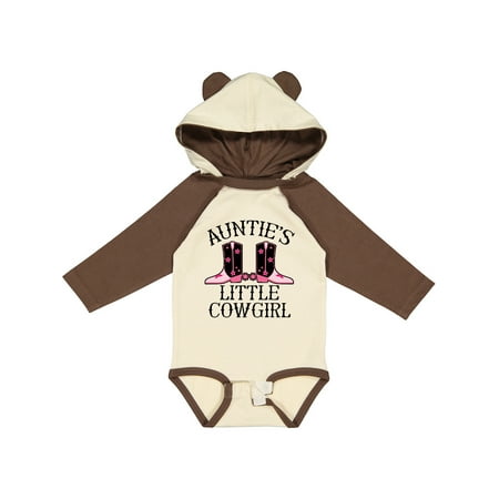 Inktastic Auntie Little Cowgirl Baby Clothes Gift Baby Girl Long Sleeve Bodysuit