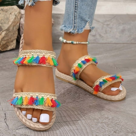 Ladies Summer Bohemian Folk Style Linen Flat Beach Shoes With Everything Vacation Slippers Beige qILAKOG Size 6
Ladies Summer Bohemian Folk Style Linen Flat Beach Shoes With Everything Vacation Slippers Beige qILAKOG Size 6
