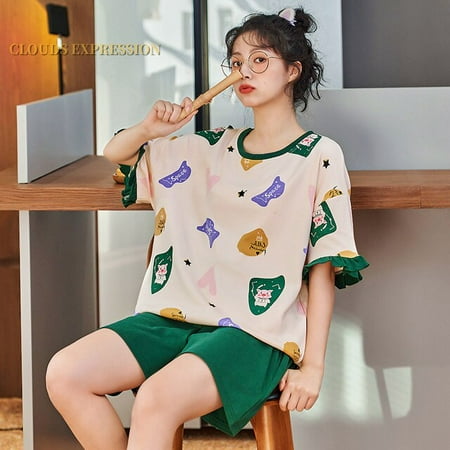 QWZNDZGR Summer New Knitted Cotton Cartoon Girls Pajamas Set Women s Pajamas Leisure Home Clothes Set Short Sleeved Pyjamas Set Fashion
QWZNDZGR Summer New Knitted Cotton Cartoon Girls Pajamas Set Women s Pajamas Leisure Home Clothes Set Short Sleeved Pyjamas Set Fashion