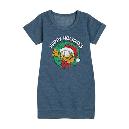 Garfield - Happy Holidays Wreath - Toddler And Youth Girls Fleece Dress