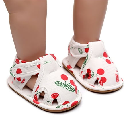 

eczipvz Baby Shoes Toddler Shoes Soft Sole Non Slip Toddler Floor Shoes Fruit Cherry Print Sandals Toddler Girl Slide (Red 4 Toddler)