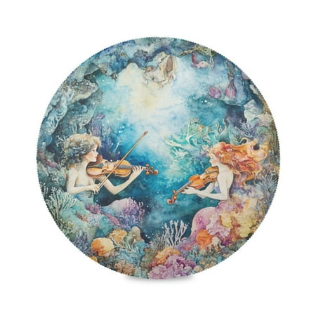 WOBOGO The Mermaid Plays Music Round Placemats Set of 4 Heat Resistant Washable Kitchen Table Decorations 15.4in
WOBOGO The Mermaid Plays Music Round Placemats Set of 4 Heat Resistant Washable Kitchen Table Decorations 15.4in