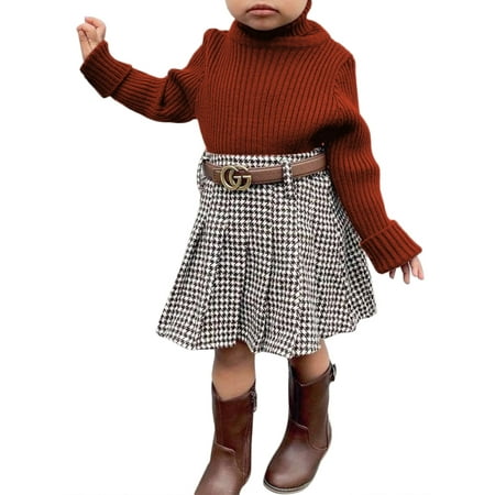 Xingqing Little Toddler Baby Girl Turtleneck Knitwear Tops A-Line Pleated Skirt 2Pcs Fall Winter Clothes Set
Xingqing Little Toddler Baby Girl Turtleneck Knitwear Tops A-Line Pleated Skirt 2Pcs Fall Winter Clothes Set