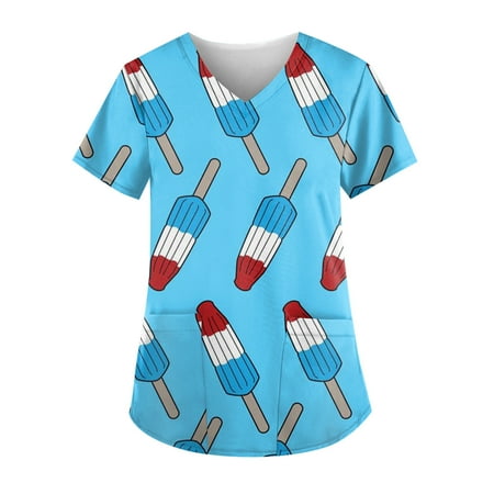 TKing Fashion Women Plus Size Scrubs Top V-Neck Short Sleeve Animal Print Pockets Work Blouse for Women Sky Blue S
TKing Fashion Women Plus Size Scrubs Top V-Neck Short Sleeve Animal Print Pockets Work Blouse for Women Sky Blue S