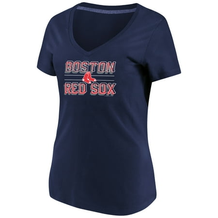 Women's Majestic Navy Boston Red Sox Compulsion to Win Plus Size V-Neck T-Shirt
