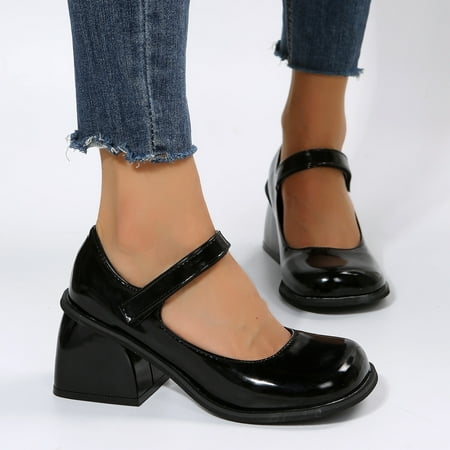 Cathalem Leisure Women Artificial Leather Solid Color Autumn Thick Sole Square Heels Slip On Lazy Comfy Shoes for Women Casual Black 7
Cathalem Leisure Women Artificial Leather Solid Color Autumn Thick Sole Square Heels Slip On Lazy Comfy Shoes for Women Casual Black 7
