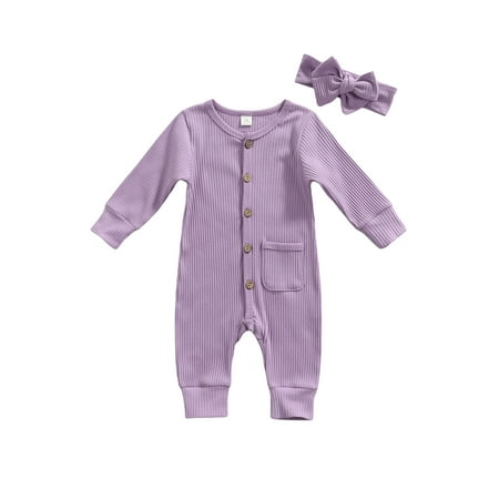 Sunisery 2Pcs Newborn Baby Girls Boys Romper Long Sleeve Single Breasted Jumpsuit Headband Clothes Purple 12-18 Months
Sunisery 2Pcs Newborn Baby Girls Boys Romper Long Sleeve Single Breasted Jumpsuit Headband Clothes Purple 12-18 Months