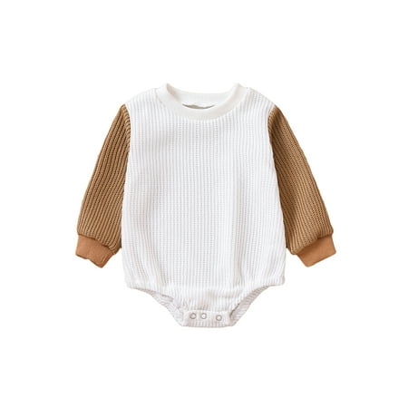 Frobukio Infant Baby Autumn Knitting Romper Contrast Color Long Sleeve Snap Closure Jumpsuit Boys Girls Bodysuit Khaki 6-12 Months
Frobukio Infant Baby Autumn Knitting Romper Contrast Color Long Sleeve Snap Closure Jumpsuit Boys Girls Bodysuit Khaki 6-12 Months