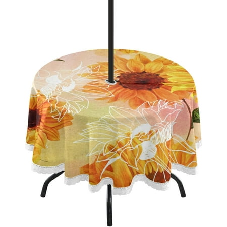 SKYSONIC Sunflower Round Tablecloth 60 Waterproof Outdoor Tablecloth with Umbrella Hole and Zipper for Kitchen Dining Picnic Party Home Decor
SKYSONIC Sunflower Round Tablecloth 60 Waterproof Outdoor Tablecloth with Umbrella Hole and Zipper for Kitchen Dining Picnic Party Home Decor