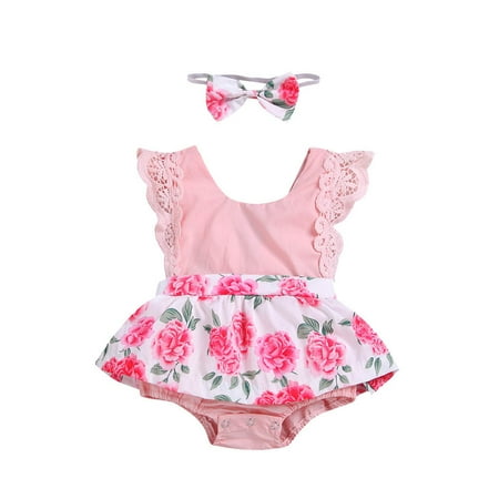 Fsqjgq Short Sleeve Bodysuit Baby Backless Dress+Headband Bodysuit Lace Girls Sleeveless Romper Baby Floral Girls Romper&Jumpsuit Toddler Girl Bodysuit with Snaps Cotton Blend Pink 70
Fsqjgq Short Sleeve Bodysuit Baby Backless Dress+Headband Bodysuit Lace Girls Sleeveless Romper Baby Floral Girls Romper&Jumpsuit Toddler Girl Bodysuit with Snaps Cotton Blend Pink 70