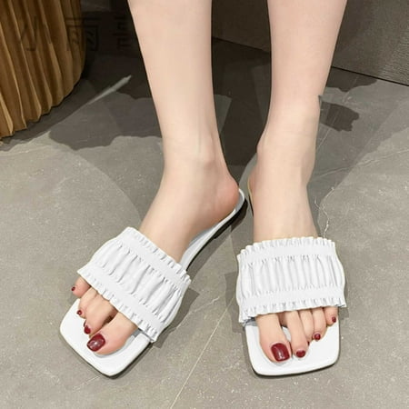 Cathalem Indoor Slippers Women Cute Ladies Shoes Summer Fashion Pleated Flat House Slippers for Women Washable Open Toe White 8
Cathalem Indoor Slippers Women Cute Ladies Shoes Summer Fashion Pleated Flat House Slippers for Women Washable Open Toe White 8