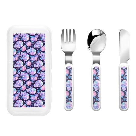 Cauagu crystal Skull flower Print 3-Pieces Toddler Cutlery Set Kids Silverware Set with Spoons Forks & Knife Stainless Steel Utensils for Kids Dishwasher Safe 
Cauagu crystal Skull flower Print 3-Pieces Toddler Cutlery Set Kids Silverware Set with Spoons Forks & Knife Stainless Steel Utensils for Kids Dishwasher Safe