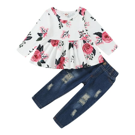 Kucnuzki 18 Months Baby Girl Autumn Winter Outfits Pants Sets 24 Months Long Sleeve Big Florl Prints Ruffled Layer Tops Elastic Denim Pants 2PCS Set White
Kucnuzki 18 Months Baby Girl Autumn Winter Outfits Pants Sets 24 Months Long Sleeve Big Florl Prints Ruffled Layer Tops Elastic Denim Pants 2PCS Set White