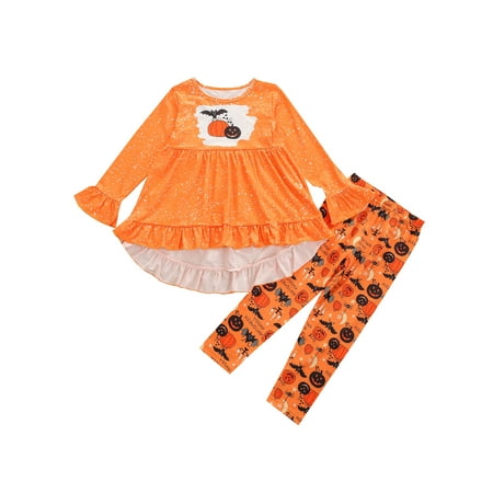 Toddler Kids Baby Girls Halloween Set Orange Long Flared Sleeves Tops and Elastic Waist Trousers
Toddler Kids Baby Girls Halloween Set Orange Long Flared Sleeves Tops and Elastic Waist Trousers