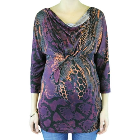 9 FASHION Maternity Sendi Multi-Color Snake Print 3/4 Sleeve Blouse Sz S