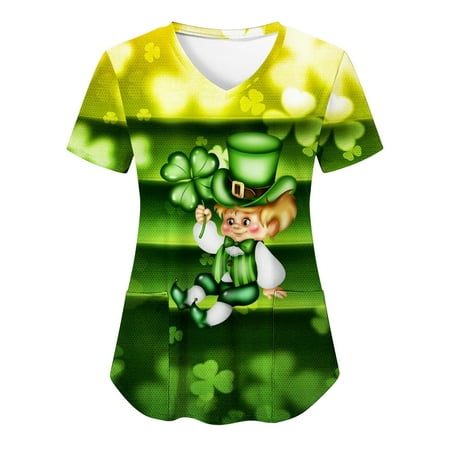 YWDJ St Patrick s Day Scrub Tops Women Printed Fashion V Neck Casual Short Sleeve Printed Pockets Ladies Tops Blouse Green S
YWDJ St Patrick s Day Scrub Tops Women Printed Fashion V Neck Casual Short Sleeve Printed Pockets Ladies Tops Blouse Green S