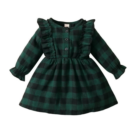 HESHENG Christmas Little Girls Toddler Baby Girls Plaid Ruffle Long Sleeve Dress Xmas Princess Dress Clothes Green 12-18 Months
HESHENG Christmas Little Girls Toddler Baby Girls Plaid Ruffle Long Sleeve Dress Xmas Princess Dress Clothes Green 12-18 Months
