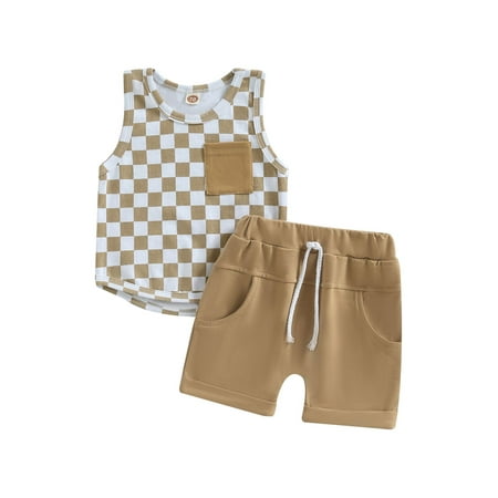 Emmababy Toddler Boys Vest with Checkerboard Print + Solid Color Drawstring Shorts
Emmababy Toddler Boys Vest with Checkerboard Print + Solid Color Drawstring Shorts