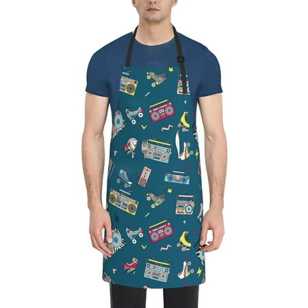 Adobk Aprons Adjustable Bib Aprons with 2 Pockets Cooking Kitchen Chef Apron for Women and Men-Men-Vintage Tape Players And Skates
Adobk Aprons Adjustable Bib Aprons with 2 Pockets Cooking Kitchen Chef Apron for Women and Men-Men-Vintage Tape Players And Skates
