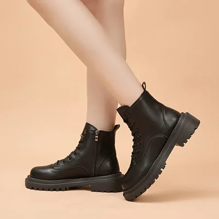 Women‘s Thick-soled Platform Lace Up Combat Boots Zipper Fashionable Boots Women‘s Footwear
Women‘s Thick-soled Platform Lace Up Combat Boots Zipper Fashionable Boots Women‘s Footwear