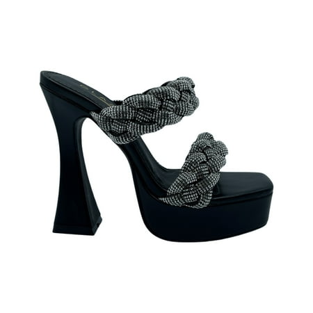 Glaze Women s Open Toe Platform Bennie-2 Black Pu SIZE 7.5