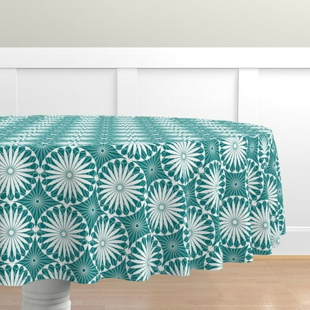 Cotton Sateen Tablecloth 70 Round - Spanish Tile Sunflower White Flowers Teal Floral Circles Geometric Print Custom Table Linens by Spoonflower
Cotton Sateen Tablecloth 70 Round - Spanish Tile Sunflower White Flowers Teal Floral Circles Geometric Print Custom Table Linens by Spoonflower