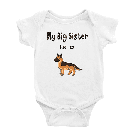 My Big Sister Is A German Shepherd Dog Cute Baby Clothing Bodysuits Boy Girl Unisex
