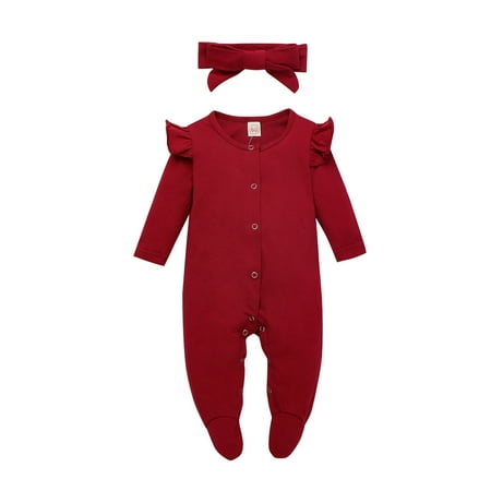 Baby Girls Solid Color Jumpsuit Long Sleeve Round Collar Button Open Front One-piece Wine Red/ Pink/ Purple
Baby Girls Solid Color Jumpsuit Long Sleeve Round Collar Button Open Front One-piece Wine Red/ Pink/ Purple