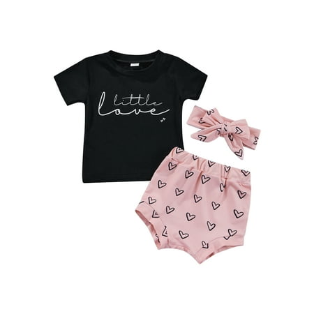 EYIIYE Newborn Baby Girl Letter Print Short Sleeve Round Neck T-shirt Tops Love Print Shorts with Headband 3PCS Set 0-3 Years
EYIIYE Newborn Baby Girl Letter Print Short Sleeve Round Neck T-shirt Tops Love Print Shorts with Headband 3PCS Set 0-3 Years
