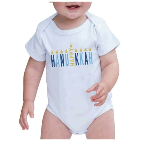 7 ate 9 Apparel Kids Happy Hanukkah Shirts - Happy Hanukkah Menorah - White Onepiece 6-12 Months
7 ate 9 Apparel Kids Happy Hanukkah Shirts - Happy Hanukkah Menorah - White Onepiece 6-12 Months