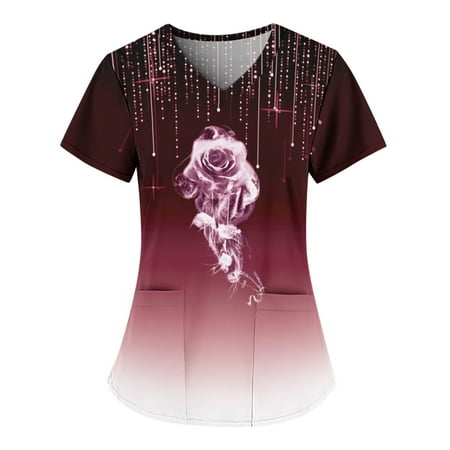 Women Scrubs Tops Fashion Print Short Sleeve With Pockets V Neck Shirts Blouse Tops Comfortable Nursing Uniform
Women Scrubs Tops Fashion Print Short Sleeve With Pockets V Neck Shirts Blouse Tops Comfortable Nursing Uniform