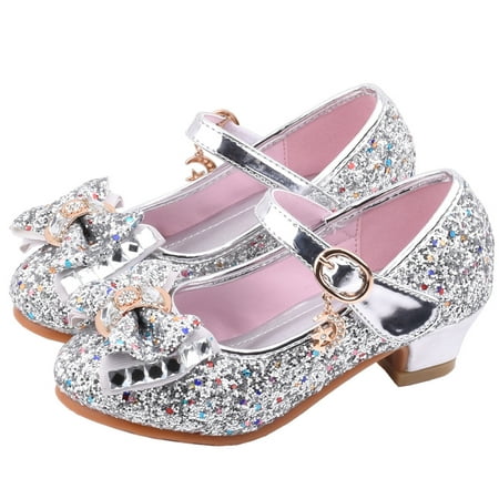 

Toddler Girl Shoes Kids Baby Girls Pearl Bling Bowknot Single Princess Shoes Sandals ( Silver 31 )