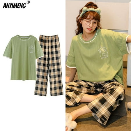New Sleepwear Cartoon Cotton Pajamas for Women Long Pants Short Sleeved Summer Spring Loungewear Fashion Home Clothing Homewear
New Sleepwear Cartoon Cotton Pajamas for Women Long Pants Short Sleeved Summer Spring Loungewear Fashion Home Clothing Homewear