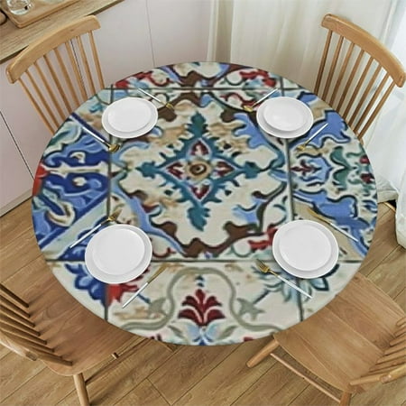 Plo0ole Rhombus Motifs Pattern Round Fitted Tablecloth with Elastic Edge Bohemian Waterproof Wipeable Round Table Cover for Kitchen Dining Patio Indoor Outdoor Fits Tables up to Diameter 42-46
Plo0ole Rhombus Motifs Pattern Round Fitted Tablecloth with Elastic Edge Bohemian Waterproof Wipeable Round Table Cover for Kitchen Dining Patio Indoor Outdoor Fits Tables up to Diameter 42-46