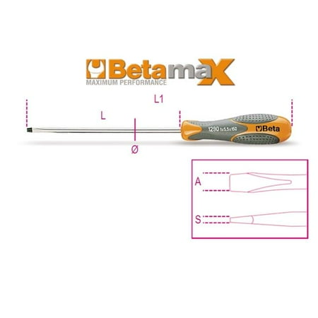 Beta Tools USA 012900051 1290 6 5X150-Screwdrivers Slotted Head