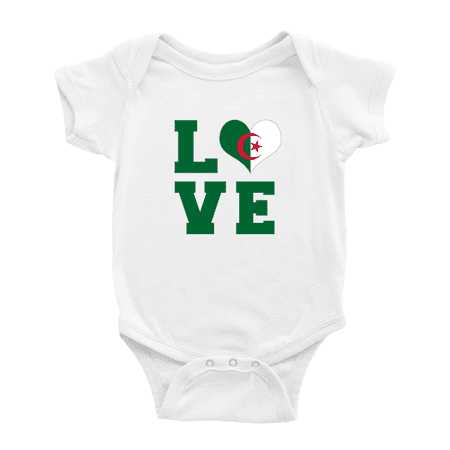 Love Algeria Flag Heart Cute Baby One-pieces (White 12-18 Months)