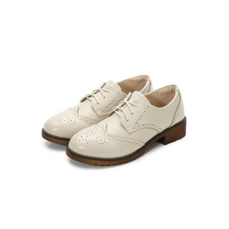 Lacyhop Women Oxfords Block Walking Shoe Wingtip Flats School Lightweight Brogues Nonslip Lace Up Casual Shoes Beige With Lined 6.5
Lacyhop Women Oxfords Block Walking Shoe Wingtip Flats School Lightweight Brogues Nonslip Lace Up Casual Shoes Beige With Lined 6.5