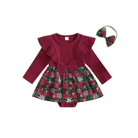 Co.MMehjri Baby Girls Christmas Outfit Long Sleeve Snow Print Plaid Romper Dress with Headband Clothing Set
Co.MMehjri Baby Girls Christmas Outfit Long Sleeve Snow Print Plaid Romper Dress with Headband Clothing Set