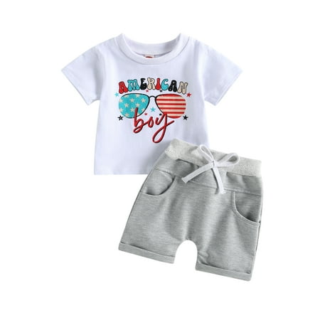 TFFR Toddler Boys 4th of July Shorts Set Short Sleeve Letter Print T-Shirt Elastic Waist Shorts
TFFR Toddler Boys 4th of July Shorts Set Short Sleeve Letter Print T-Shirt Elastic Waist Shorts