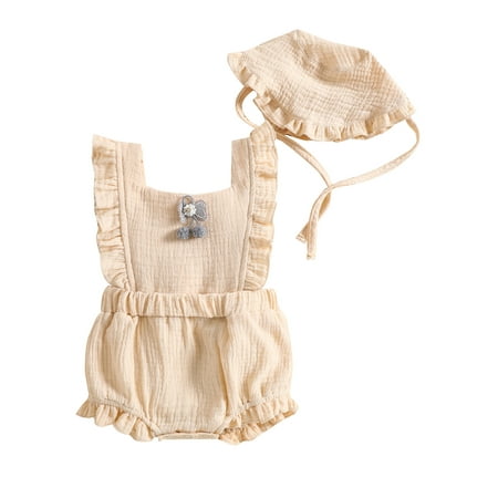 Calsunbaby Infants Baby Girls Summer Streetwear Sets Solid Color Ruffle Sleeve Bobbles Romper Ruffle Hat
Calsunbaby Infants Baby Girls Summer Streetwear Sets Solid Color Ruffle Sleeve Bobbles Romper Ruffle Hat