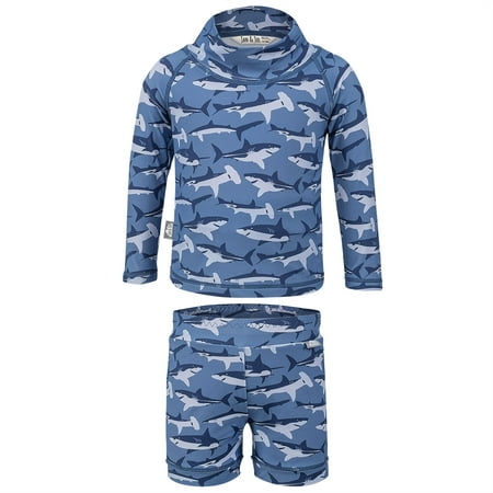 JAN & JUL UV Protective Long Sleeve Girls Bathing Suit Quick-dry (4T Shark)
