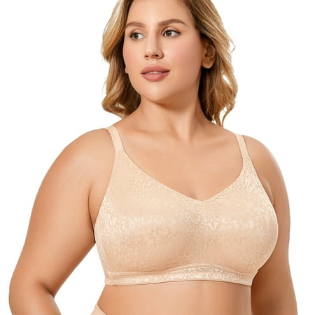 DELIMIRA Women s Wireless Seamless Bra Plus Size Full Coverage Unlined Bralette