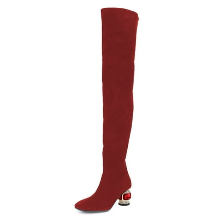 XYD Women s Classic Over The Knee Thigh High Boots Square Closed Toe Chunky Crystal Low Heel Side Zip Dress Party Shoes Size 4 Red
XYD Women s Classic Over The Knee Thigh High Boots Square Closed Toe Chunky Crystal Low Heel Side Zip Dress Party Shoes Size 4 Red