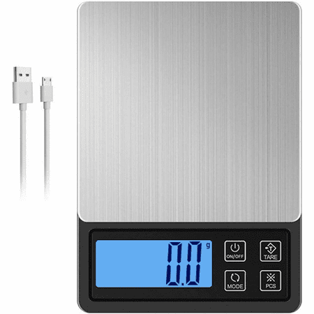 USB Rechargeable Digital Kitchen Scale 3000g/0.1g High Accuracy Precision Multifunction Food Meat Weed Jewelry Scale with HD Back-Lit LCD Display (Batteries Not Included)
USB Rechargeable Digital Kitchen Scale 3000g/0.1g High Accuracy Precision Multifunction Food Meat Weed Jewelry Scale with HD Back-Lit LCD Display (Batteries Not Included)