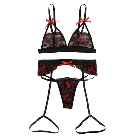 Intimates Red Rose Lace Embroidery Lingerie G-string Temptation Underwear Sleepwear Polyester no underwire sports bra Black
Intimates Red Rose Lace Embroidery Lingerie G-string Temptation Underwear Sleepwear Polyester no underwire sports bra Black