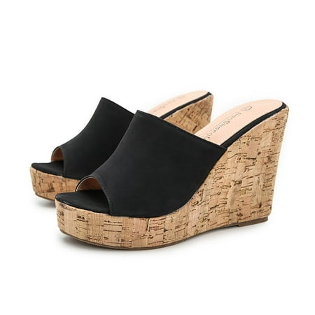 Dezsed Women s Wedges Slippers Clearance Women s Summer Solid Color Thick Bottom Slope Heel High Heel Fish Mouth Slippers Black 39
Dezsed Women s Wedges Slippers Clearance Women s Summer Solid Color Thick Bottom Slope Heel High Heel Fish Mouth Slippers Black 39