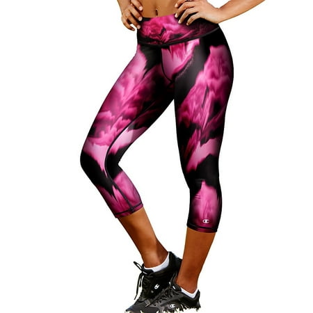 Champion Women's Absolute Printed Capris With SmoothTec™ Band - Marzipan Pink Washy Glitch - S
