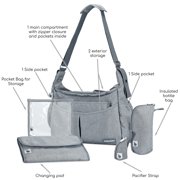 Babymoov Urban Bag - Diaper Bag with Changing Pad, Shoulder Strap and 3pc Baby Travel Accessories (Smokey Gray)